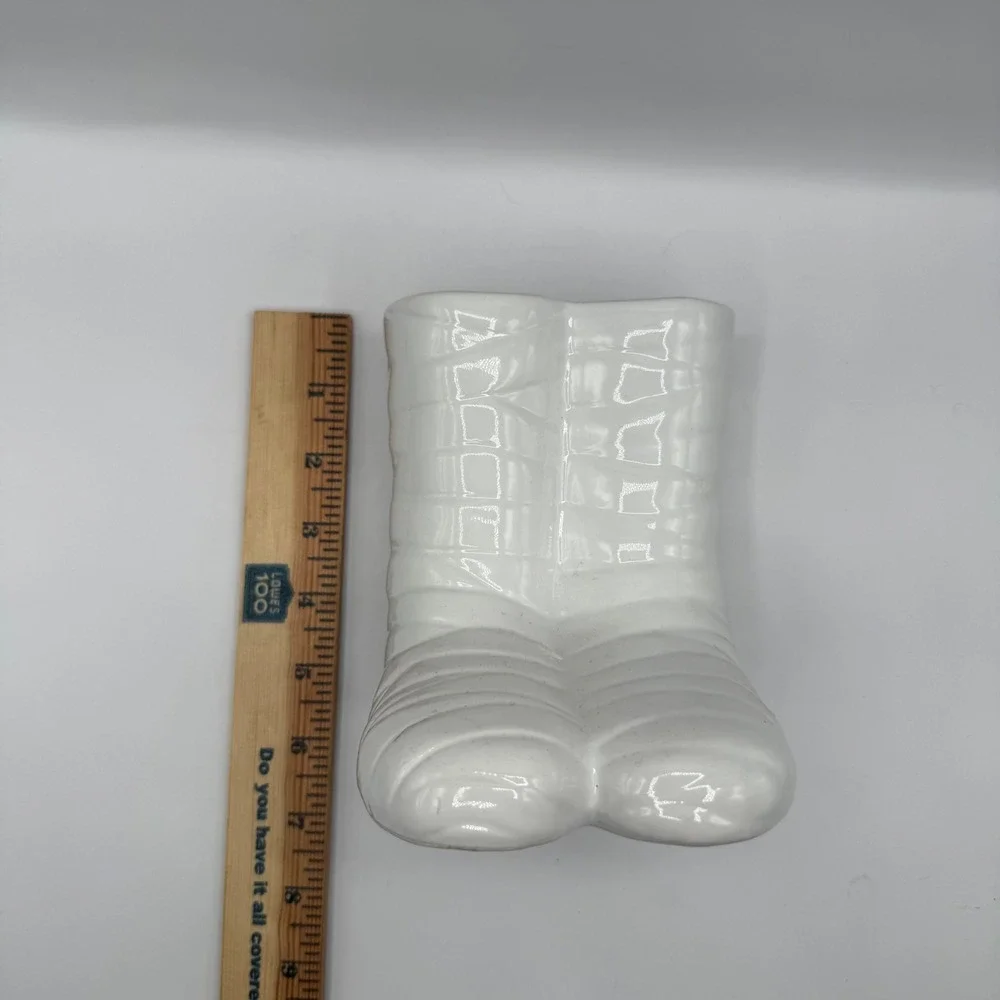 Target Bullseye Playground Mummy Feet Halloween Ceramic Vase Planter White 6.5in